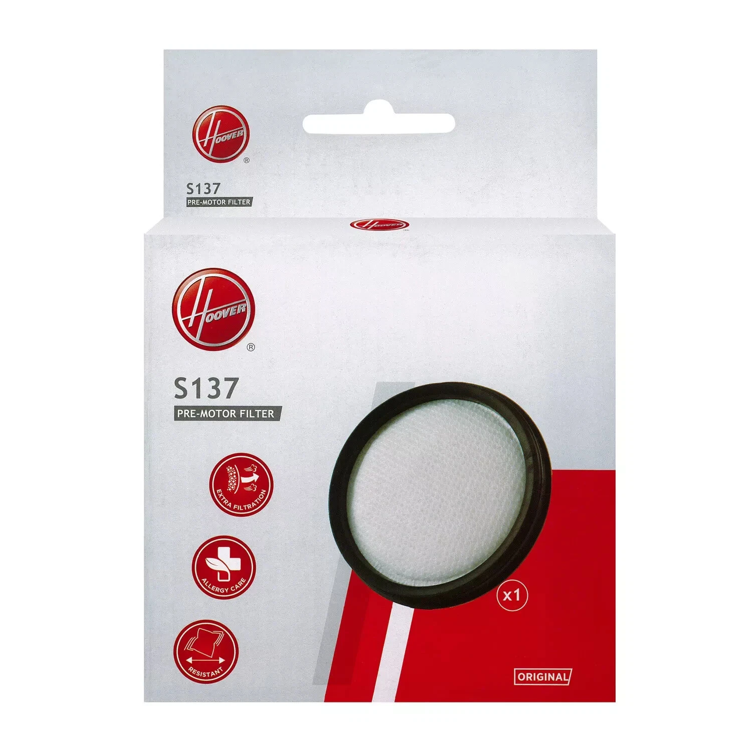 Hoover H-Free 300 motor filter S137 part 35602278, circular design with mesh centre, fits HF322HM 001 cordless vacuum